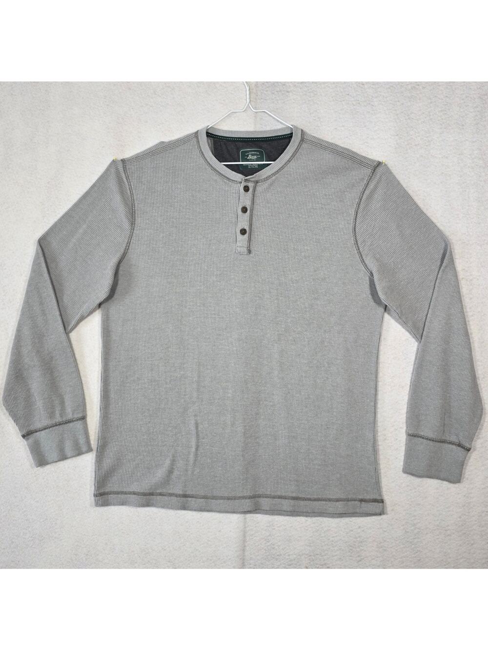 G.H. Bass Waffle Weave Henley Shirt, Long Sleeve, Men Size XL